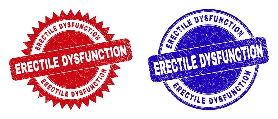 ERECTILE DYSFUNCTION Round and Rosette Seals with Corroded Texture Illustrazione stock