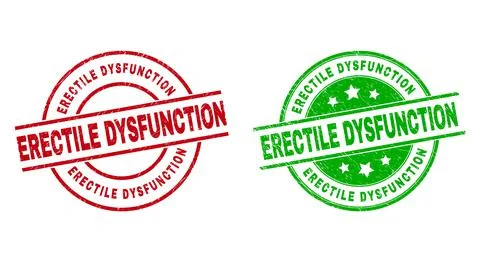 ERECTILE DYSFUNCTION Round Stamp Seals with Corroded Style 스톡 일러스트