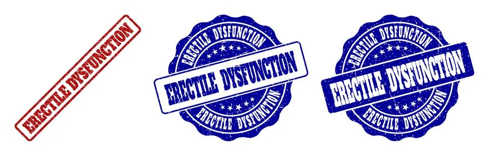 ERECTILE DYSFUNCTION Scratched Stamp Seals 스톡 일러스트