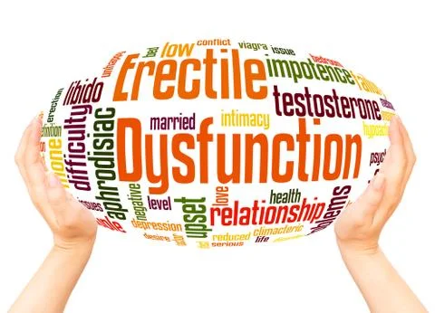 Erectile Dysfunction word cloud hand sphere concept Illustrazione stock