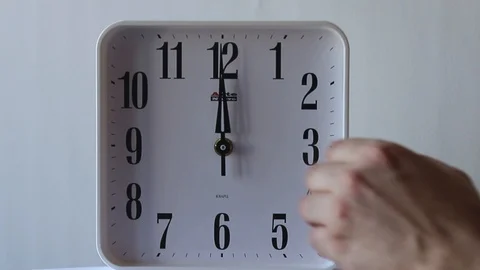 Erectile dysfunction.Close-up of male hand and table clock Stock Footage 125276960