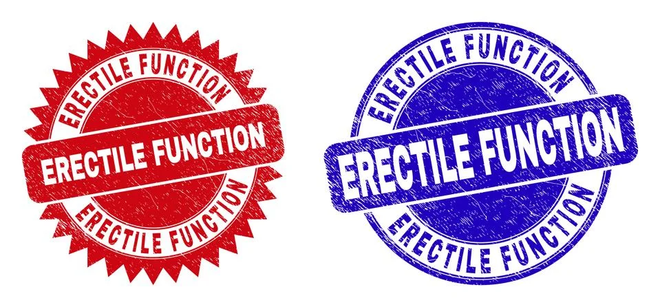 ERECTILE FUNCTION Rounded and Rosette Watermarks with Rubber Texture Illustrazione stock