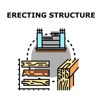 Erecting structure concept using building materials icon Illustrazione stock