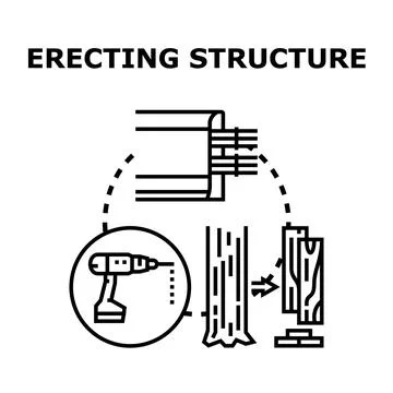 Erecting structure concept vector illustration assembling process Stock Illustration