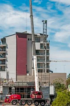 Erecting a Tower Crane. Stock Photos