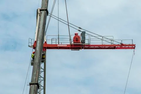 Erecting a Tower Crane. Stock Photos
