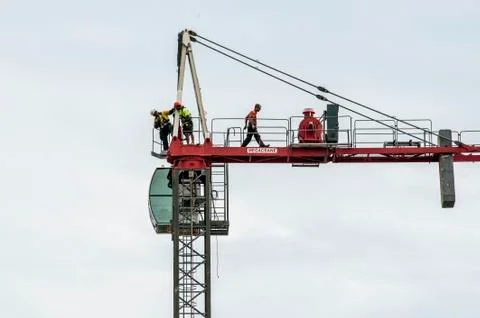 Erecting a Tower Crane. Stock Photos