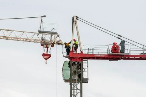 Erecting a Tower Crane. Stock Photos