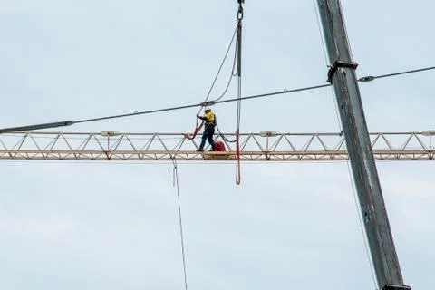 Erecting a Tower Crane. Stock Photos