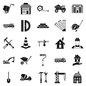 Erection icons set, simple style Stock Illustration