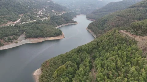 Erene waters of the Nilfer Dam Stock Footage 301394436