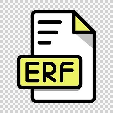 ERF File Format Icon. Vector. Black Outline With Shadow Fill Design. Stock Illustration