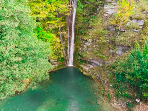 Erfelek waterfall, aerial view, Sinop - Turkey Stock Photos