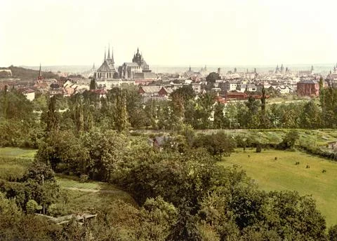 Erfurt in Thuringia c 1890 Germany Historical digitally restored reproduction Stock Illustration
