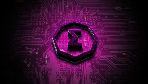 Ergo cryptocurrency coin on colorful background, cryptocurrency concept Illustrazione stock