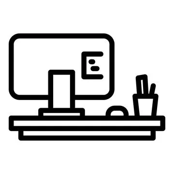 Ergonomic computer icon, outline style Stock Illustration