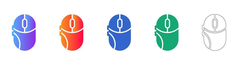 Ergonomic Computer Mouse Icons in Gradient and Line Art イラスト素材