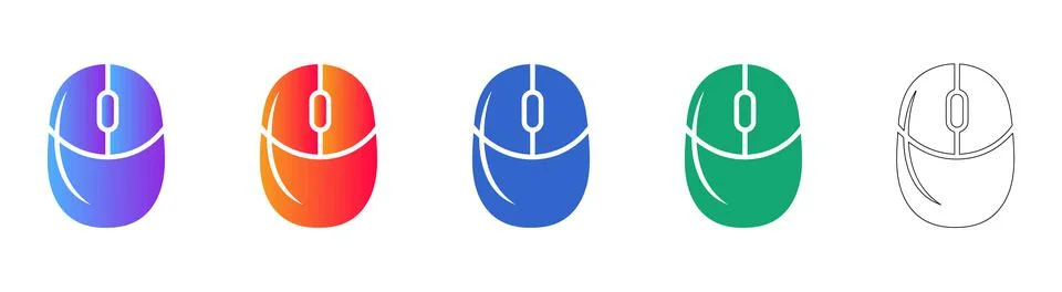 Ergonomic Computer Mouse Icons Illustrazione stock