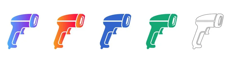 Ergonomic Handheld Barcode Reader Icons Stock Illustration
