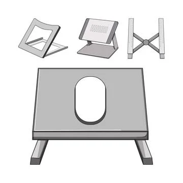 Ergonomic laptop stand collection for comfortable computing Illustrazione stock
