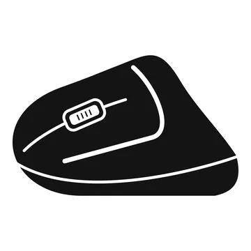 Ergonomic vertical computer mouse black white icon Illustrazione stock