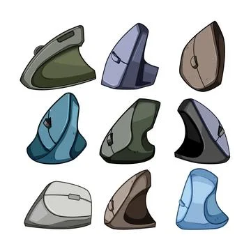 Ergonomic vertical computer mouse collection preventing carpal tunnel syndrom Stock Illustration