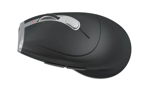 Ergonomic wireless vertical computer mouse, right handed. 3D rendering Stock Illustration