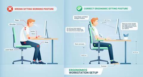 Ergonomic workstation setting up vector illustration Stock Illustration