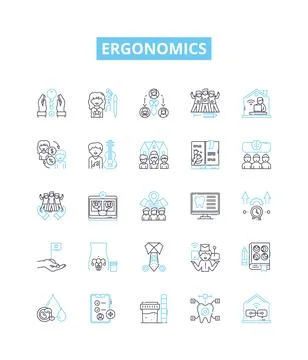 Ergonomics vector line icons set. Ergonomics, Design, Human-Centered, Posture Stock Illustration