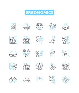 Ergonomics vector line icons set. Ergonomics, Design, Human-Centered, Posture Stock Illustration