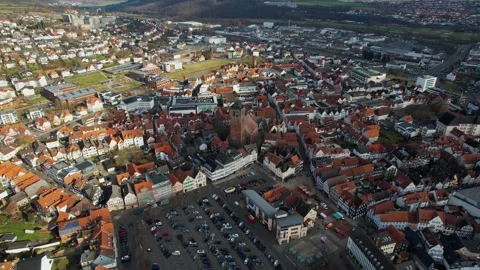 Erial view around the old town of Bad Hersfeld Stock Footage 265063735