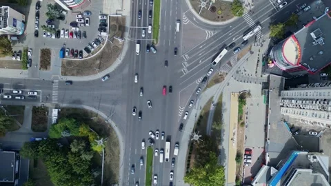 Erial view of busy city intersection with cars in Chisinau Moldova 10 Sep 2024 Stock Footage 320370956