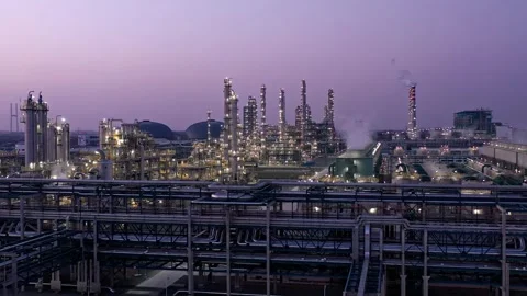 Erial view of chimneys of power plant, an industrial district. Stock Footage 324813791