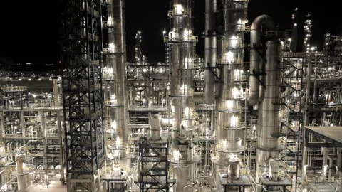 Erial view of chimneys of power plant, an industrial district. Stock-Footage 324814193