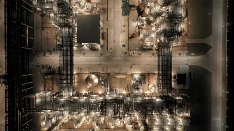 Erial view of chimneys of power plant, an industrial district. Stock Footage 324815698
