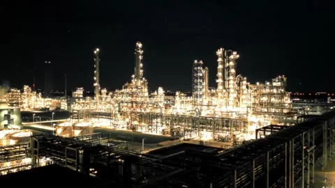 Erial view of chimneys of power plant, an industrial district. Stock Footage 324815783