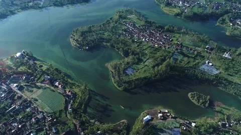 Erial View of Tropical Forests and Cileunca Lake, West Java, Indonesia Stock-Footage 132165017