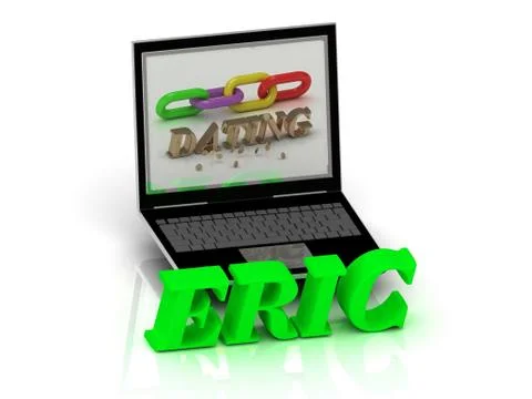 ERIC- Name and Family bright letters near Notebook and  inscription Dating on Stock Illustration