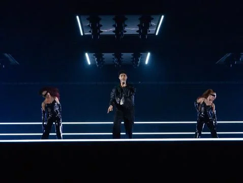 Eric Saade performing at Semifinal 1 of Eurovision 2024 Stock Photos