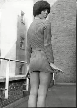 Erica Creer Model In Short Skinny Rib Sweater 1969. Stock Photos