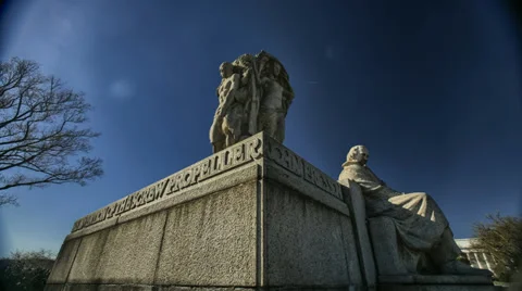 Ericsson Statue HDR Time Lapse Dolly Left to Right with pan Stock Footage 36869047