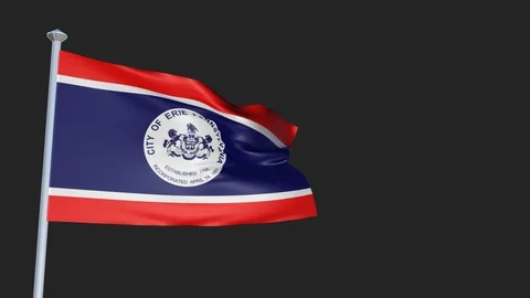 Erie Pennsylvania - Loopable 3D flag animation with Alpha Channel and Transpa 스톡 동영상 90972532