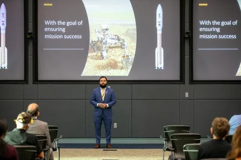 Erik Durnberg, a structural dynamics engineer with NASAs Launch Services Pr.. Stock Photos