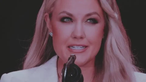 Erika Kirk on the video wall during her address at the Charlie Kirk memorial Stock-Footage 345298602