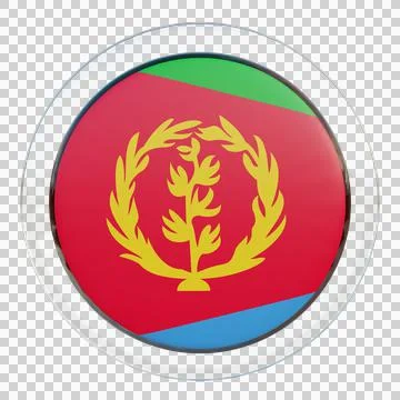 Eritrea 3d illustration flag on pole. Wood flagpole Illustrazione stock