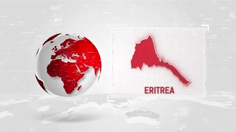 Eritrea 4K Tech Map Beside Globe On White Background. Stock Footage 340014038