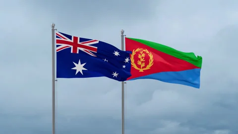 Eritrea and Australia flags Stock Footage 252129419