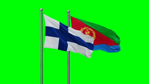 Eritrea and Finland flags Stock Footage 290413627