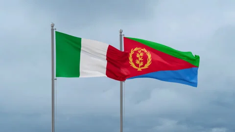 Eritrea and Italy flags Stock Footage 252020677