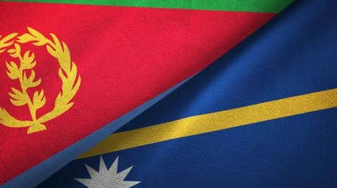 Eritrea and Nauru two flags textile cloth, fabric texture Stock Illustration